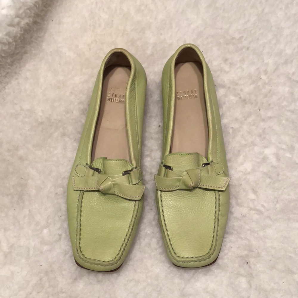 Stuart Weitzman Green Flats Moccasin-Style Loafers